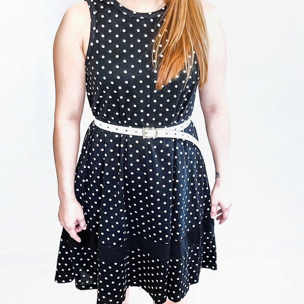 Nimi K Sleeveless swing tunic dress polka dot NWT